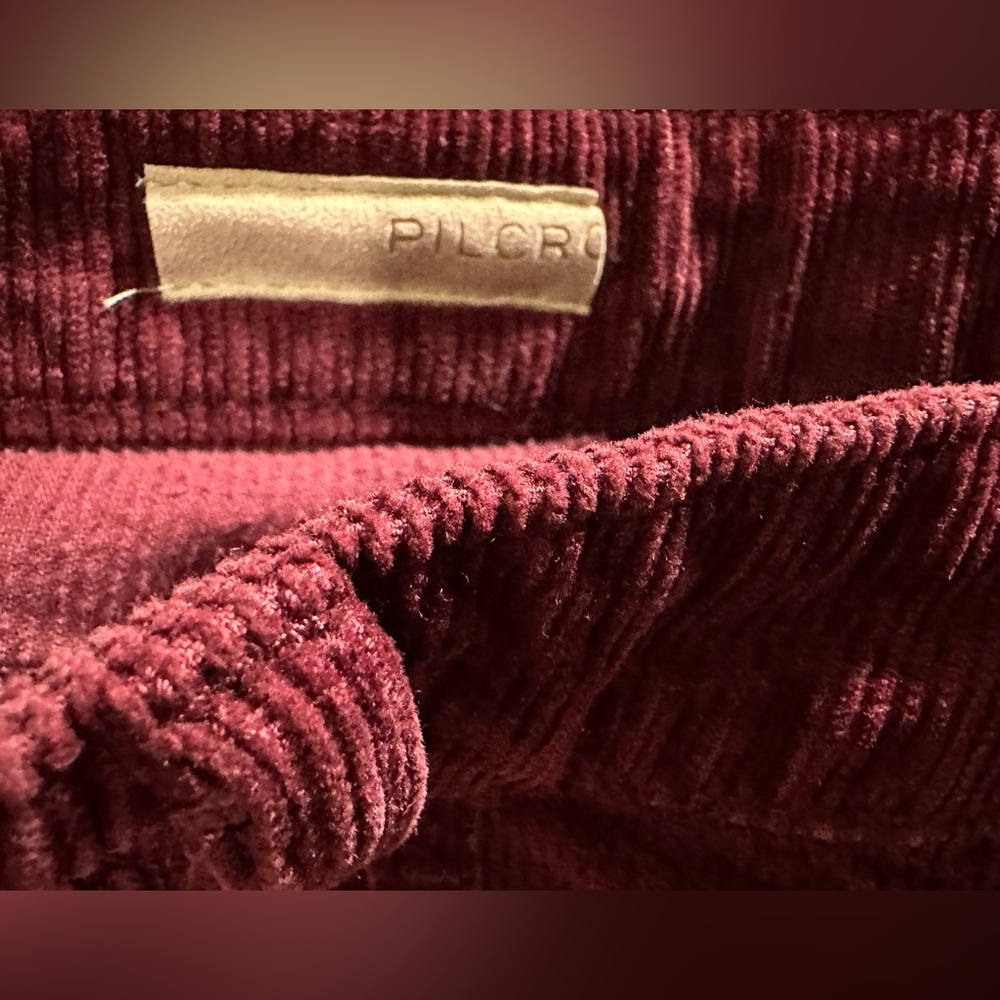 Anthropologie Pilcro Icon Flare Corduroy Pants Jeans Flared Wine size 28 - Picture 10 of 14